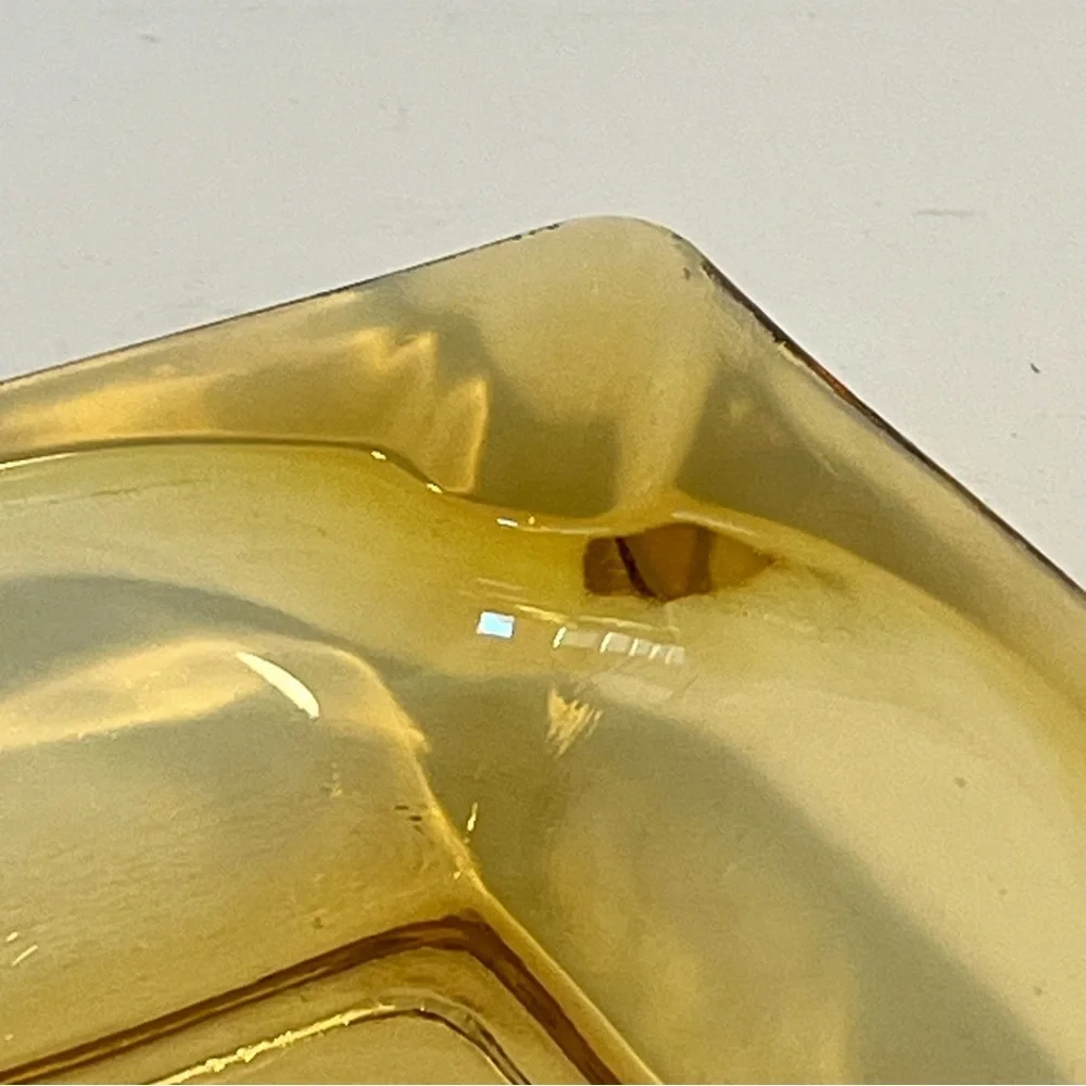 Vintage Signed Anchor Hocking Amber Glass Ashtray